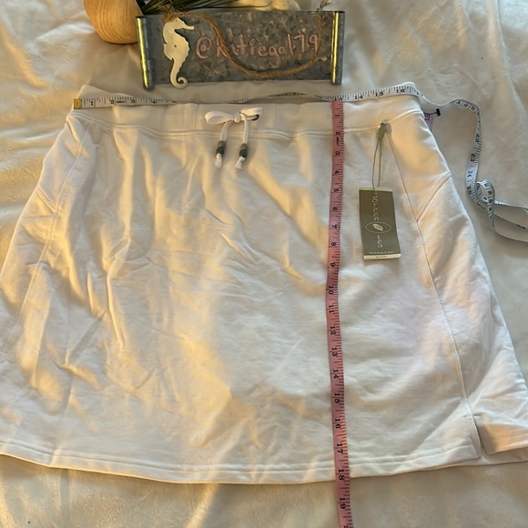 NWT Green Tea sz XL white tennis exercise skirt skort with drawstring waist - Picture 8 of 10